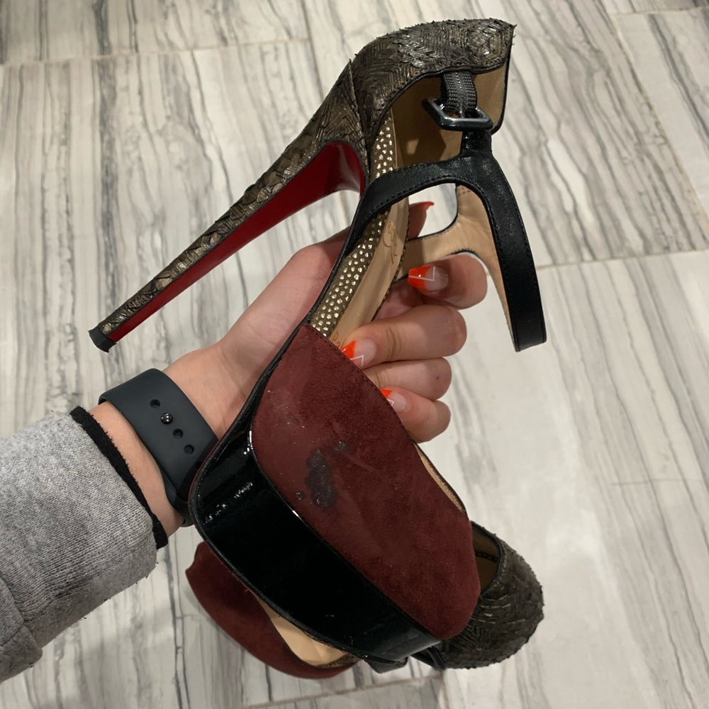 Christian Louboutin 150 Suede And Python Pumps - image 5